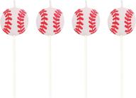 ⚾️ sports fanatic baseball shaped pick candles - set of 4 by creative converting logo