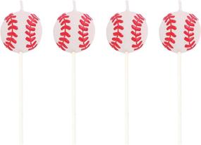 img 2 attached to ⚾️ Sports Fanatic Baseball Shaped Pick Candles - Set of 4 by Creative Converting