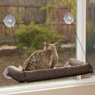 🐱 k&h pet products ez mount kitty sill deluxe with bolster chocolate - 12 x 23 inches: a perfect window spot for your feline companion! логотип