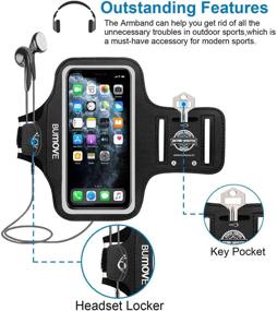 img 3 attached to 📱 Armband for iPhone 11 Pro Max/XS Max, BUMOVE Gym Running Workouts Sports Cell Phone Arm Band with Key/Card Holder (Black)