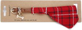 img 2 attached to 🍓 StrawberryEC Small Dog Puppy Collar: Adjustable Leather Collar with ID Buckle, Cute Red Plaid Bandana Design