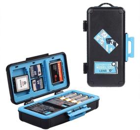 img 4 attached to 💦 Water-Resistant Anti-Shock Camera Battery Memory Card Case - Compact Camera Battery Card Storage Box for 3 Batteries, 3 XQD or CF Cards, and 6 SD Cards (Blue)