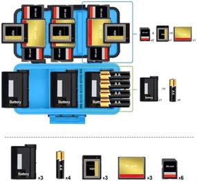 img 3 attached to 💦 Water-Resistant Anti-Shock Camera Battery Memory Card Case - Compact Camera Battery Card Storage Box for 3 Batteries, 3 XQD or CF Cards, and 6 SD Cards (Blue)