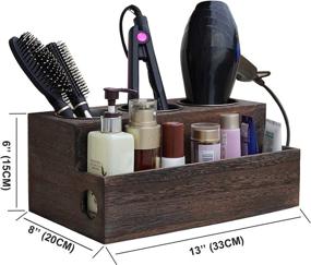img 2 attached to Organize and Beautify Your Vanity with VICKERT Rustic Wooden Hair Dryer Holder – Hair Styling Tools Organizer and Storage Solution