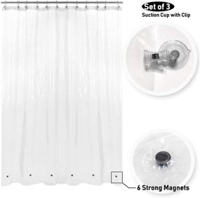 img 3 attached to 🚿 Waterproof Clear Shower Curtain Liner - Leak-Proof PEVA Shower Liner with 6 Magnets & 3 Suction Cups for Bathroom - 72x72 Inches