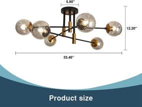 img 3 attached to SZXYKEJI 6-Lights Glass Chandelier: Modern Flush Mount Ceiling Light for Farmhouse-style Dining Room, Living Room, Bedroom, Kitchen, Passageway