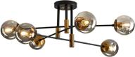 szxykeji 6-lights glass chandelier: modern flush mount ceiling light for farmhouse-style dining room, living room, bedroom, kitchen, passageway логотип