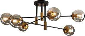 img 4 attached to SZXYKEJI 6-Lights Glass Chandelier: Modern Flush Mount Ceiling Light for Farmhouse-style Dining Room, Living Room, Bedroom, Kitchen, Passageway