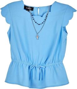 img 2 attached to 💃 Stylish and Chic: Amy Byer Scalloped Peplum X Large Girls' Clothing