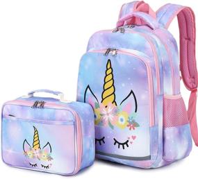 img 3 attached to Backpack Elementary Bookbag Children Rainbow Golden Backpacks