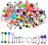 🔮 crazypiercing lot of 110pcs body jewelry piercing set for eyebrow, navel, belly, tongue, lip – bar rings galore! logo