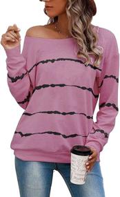 img 4 attached to 👚 SENFURE Women's One Shoulder Long Sleeve Funny Print Fall Thin Pullover Top Shirt