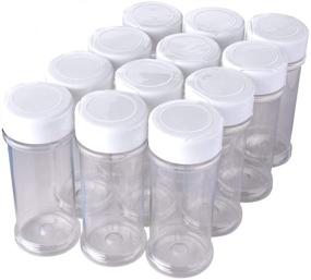 img 4 attached to 🌶️ 12-Pack of 6 Oz. Food-Grade Spice Jars - Empty Clear Plastic Bottles with White Sprinkle Top Lids for Storing, Dispensing Salt, Sweeteners, and Spices - Ideal for Kitchen and Home Spice Organization