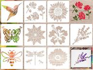 🌺 decorative 10-piece flower stencils for wood painting: reusable patterns for wall, furniture, and craft projects logo