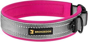 img 1 attached to 🐶 BRONZEDOG Reflective Nylon Soft Padded Dog Collars in Mint, Pink, Blue, Orange, and Purple for Medium to Large Dogs