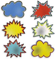 juvale 60 pack comic book hero name tags for classroom decorations - bulletin board cutouts (5x7 in) logo