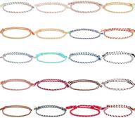 🌈 set of 6/12/20 adjustable waterproof braided string anklets – handmade boho woven wave rainbow ankle bracelets – beach jewelry for women/girls, perfect for summer surfer style logo