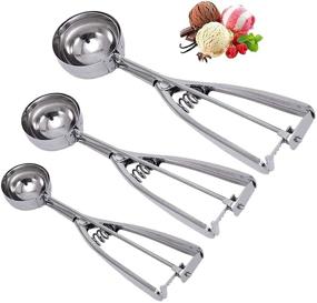 img 4 attached to 🍪 Linwnil Cookie Scoop Set - 1T, 2T, 3T Tablespoon Sizes - Ice Cream Scoop, Stainless Steel Dough & Cupcake Scoop