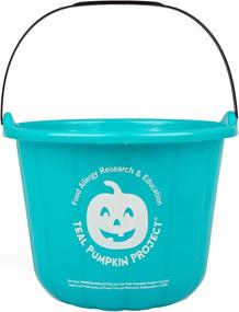 img 1 attached to SCS Direct 8,5-дюймовая корзина для конфет Teal Pumpkin - хэллоуинская ведерка для хранения и сбора сладостей для шалостей Джека с фонарем