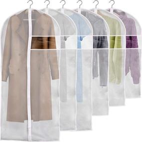 img 4 attached to 👔 Clear Garment Bags for Hanging Clothes - KUVR's Shirt & Suit Cover Bags for Closet Storage [6 Pack]