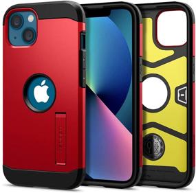 img 4 attached to Spigen Tough Armor Designed For IPhone 13 Case (2021) - Red