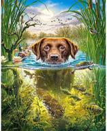 🎨 gelanyoupin 5d diy diamond painting: full drilled round home decor kit for adults and kids - animal dog cross stitch pattern - embroidery mosaic picture (40x50cm/15.7x19.6inches) logo