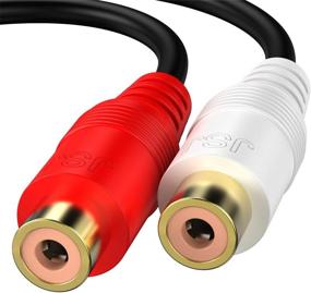 img 1 attached to 🔌 RCA 1 Male to 2 Female Audio Speaker Y Adapter Splitter Cable - Dual Shielding, OFC Conductor, Gold Plated Metal Shell, Flexible PVC Jacket - 2 Pack / 0.6FT