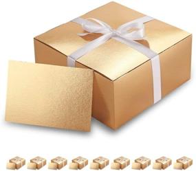 img 4 attached to 🎁 PACKHOME 10 золотых подарочных коробок: стильные коробки для подружек невесты, контейнеры для ремесел и кексов с открытками, атласными лентами и глянцевой тисненой отделкой