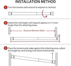 img 1 attached to Adjustable Tension Curtain Rods, Set of 2 - 28 to 43 Inches Spring 🔧 Loaded Closet Rods with Cupboard Bars - Tensions Rod for Windows, Kitchen, Bathroom, Cupboard, Wardrobe (Black)