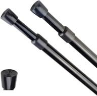 adjustable tension curtain rods, set of 2 - 28 to 43 inches spring 🔧 loaded closet rods with cupboard bars - tensions rod for windows, kitchen, bathroom, cupboard, wardrobe (black) logo