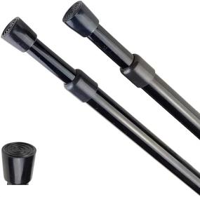 img 4 attached to Adjustable Tension Curtain Rods, Set of 2 - 28 to 43 Inches Spring 🔧 Loaded Closet Rods with Cupboard Bars - Tensions Rod for Windows, Kitchen, Bathroom, Cupboard, Wardrobe (Black)