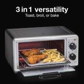 img 2 attached to 🍞 Proctor Silex 4 Slice Countertop Toaster Oven: Multi-Function, 1100 Watts, Bake, Toast, Broil, Auto-Shutoff, Timer, Black/Silver (31260)