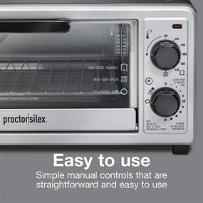 img 1 attached to 🍞 Proctor Silex 4 Slice Countertop Toaster Oven: Multi-Function, 1100 Watts, Bake, Toast, Broil, Auto-Shutoff, Timer, Black/Silver (31260)