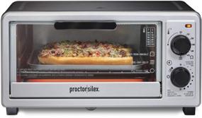 img 4 attached to 🍞 Proctor Silex 4 Slice Countertop Toaster Oven: Multi-Function, 1100 Watts, Bake, Toast, Broil, Auto-Shutoff, Timer, Black/Silver (31260)