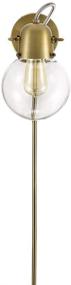 img 1 attached to Rivet Mid-Century Modern Single Glass Globe Wall Sconce - LED, Gold Satin Brass - 9.5x6.25x9.75 Inches