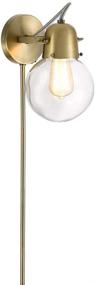 img 3 attached to Rivet Mid-Century Modern Single Glass Globe Wall Sconce - LED, Gold Satin Brass - 9.5x6.25x9.75 Inches