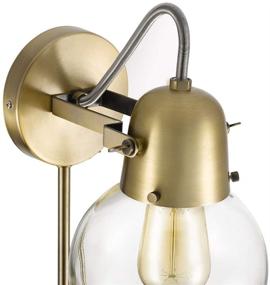 img 2 attached to Rivet Mid-Century Modern Single Glass Globe Wall Sconce - LED, Gold Satin Brass - 9.5x6.25x9.75 Inches