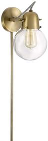 img 4 attached to Rivet Mid-Century Modern Single Glass Globe Wall Sconce - LED, Gold Satin Brass - 9.5x6.25x9.75 Inches