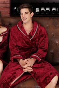 img 1 attached to 🛀 Borje Fleece Shawl Collar Bathrobe: Luxurious Comfort in Every Wrap