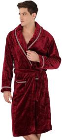 img 4 attached to 🛀 Borje Fleece Shawl Collar Bathrobe: Luxurious Comfort in Every Wrap