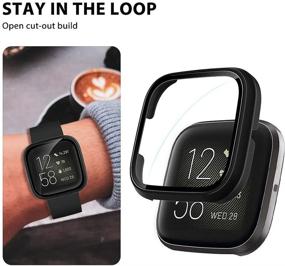 img 1 attached to 💼 2 Пакета чехлов LϟK для умных часов на Fitbit Versa 2 с защитным стеклом для экрана - Полное покрытие ультратонким бампером из прочного поликарбоната, черный