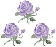 🌹 colorful rose embroidered patches - 3 pack, iron on/sew on applique, custom backpack patches for women, girls, kids (purple) logo