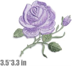 img 2 attached to 🌹 Colorful Rose Embroidered Patches - 3 Pack, Iron On/Sew On Applique, Custom Backpack Patches for Women, Girls, Kids (Purple)