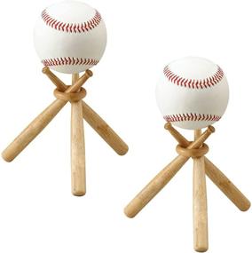 img 4 attached to 🏞️ TIHOOD Wooden Baseball Stand - Display Holder for Baseballs with a Sturdy Base