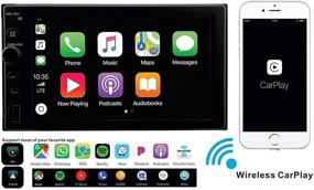 img 1 attached to 🚗 Enhanced 6.2 inch Double Din Car Stereo with Wireless Apple CarPlay & Android Auto Support - Bluetooth, Phone Mirroring, AM/FM Radio Tuner, Rear Camera/USB Video & Audio/AV Input Included