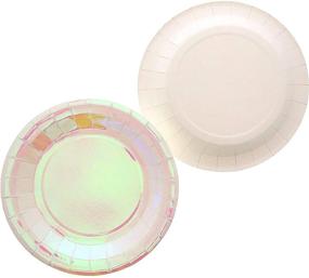 img 2 attached to 🍽️ 48 Pack of 9 Inch Pink Holographic Party Plates for Lunch, Dessert, and Dinner