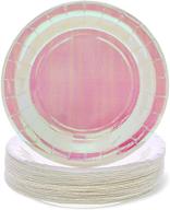 🍽️ 48 pack of 9 inch pink holographic party plates for lunch, dessert, and dinner logo