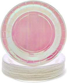 img 4 attached to 🍽️ 48 Pack of 9 Inch Pink Holographic Party Plates for Lunch, Dessert, and Dinner