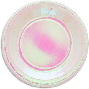 img 1 attached to 🍽️ 48 Pack of 9 Inch Pink Holographic Party Plates for Lunch, Dessert, and Dinner