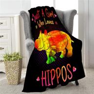 jikokuten cute cows super soft flannel blanket: lightweight, comfortable luxury for bed, sofa, office, and camping - cute hippo-b design, medium size logo